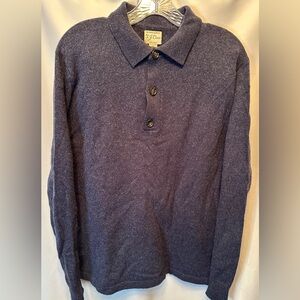 J. Crew Men’s Size Medium Rugged Wool Blend Collared Sweater Navy Blue Dadcore